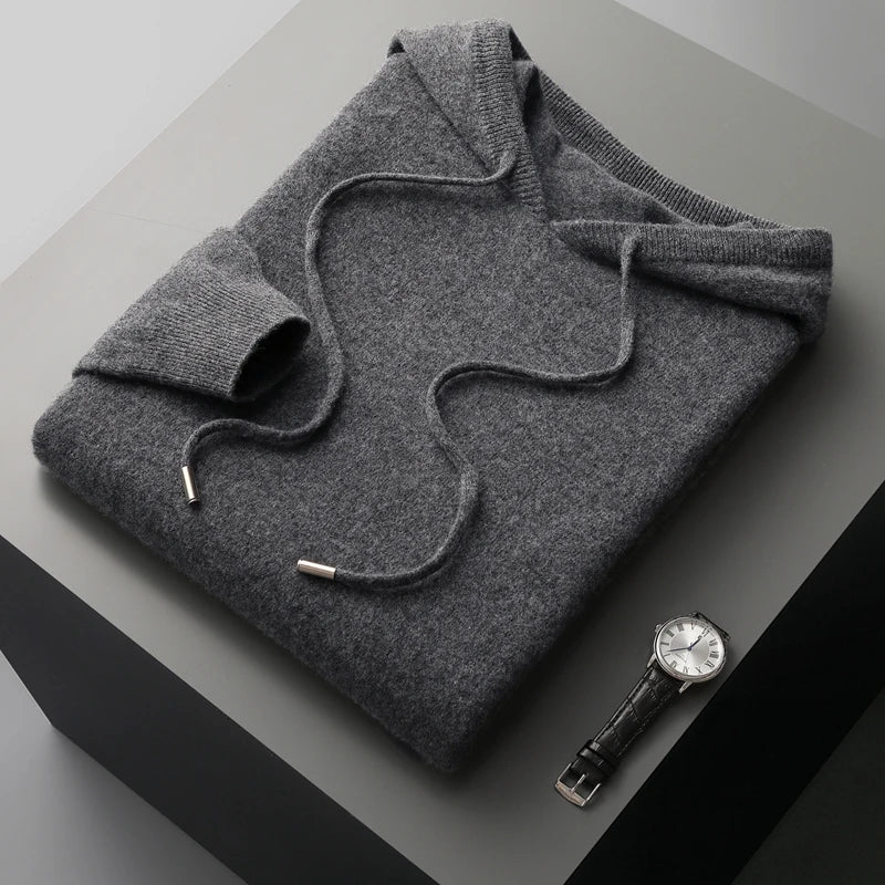 Cashmere femenino de hombres con capucha de una pieza lista para usar 100% Merino Wool Knited Swein Winter Winter informal Top Long Long