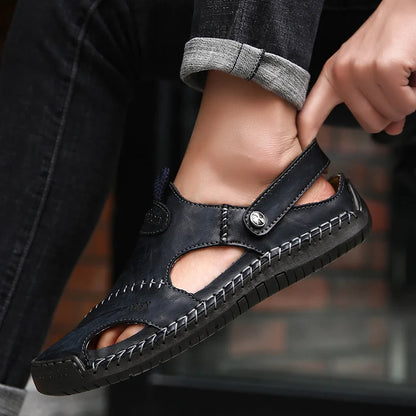 Men de verano Sandalias Genina cuero zapatos casuales zapatos de cuero para hombres para hombres zapatos de playa zapatos para hombres romanos zapatos
