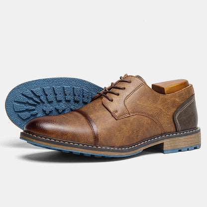 Retro menns casual Derby Shoes 2025 Fashion Leather Footwear New Style Men's Slip-on Comfortable Men Shoes