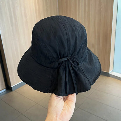 Women's Spring Summer Bow Knot Fisherman Hat Basin Sun Sunscreen Bucket Hat Fashion Sun Hat Cap H11