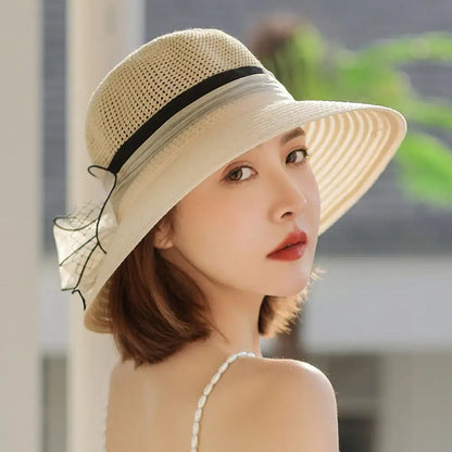Uusi luonnollinen raffia hattu naiset Kesäkäsi kudottu olki gilrs Holiday Sun Hat leveä brim aurinko levyke Panama Travel Beach Hat