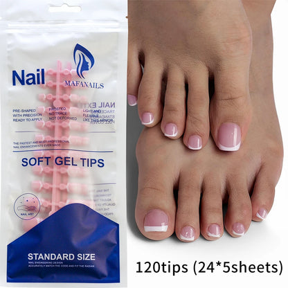 120pcs Pink Ombre Medium Coffin Press On Nails Glossy Handmade Acrylic Fake Nails Tips Gradient Design Artificial False Nails