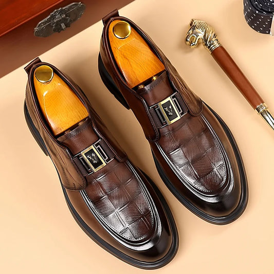 Casual Leather Shoes for Men Spring and Autumn Breathable Formal Business Men Slip on Loafers Business Trendy Bean Shoes