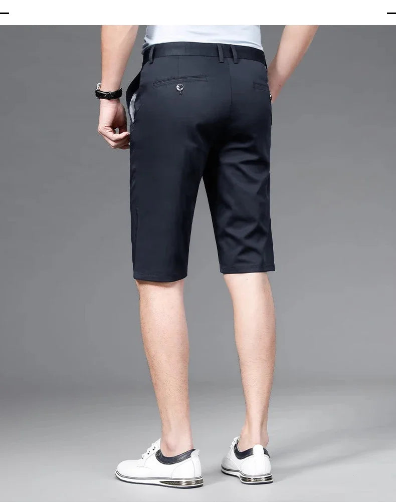 Casual Shorts Men Summer New Fashion Business Straight Elastic Thin Short Pants High Quality Smart Casual Trousers Male Clothes