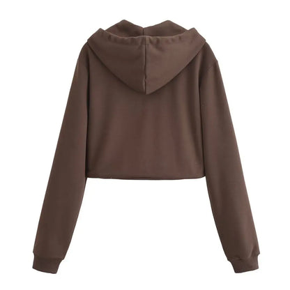 Women's Hooded Zip Up Cropped Jacket and Drawstring Flared Pants Set Cozy and Stylish for Daily and Sporty Looks