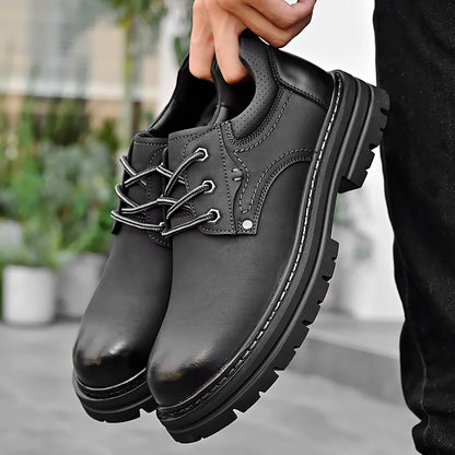 Golden Sapling Men Wide Toe Oxfords sko 2025 Klassikere Svart skinn Mannlige arbeidssko Lace-Up Man Casual Footwear Størrelse 38-46
