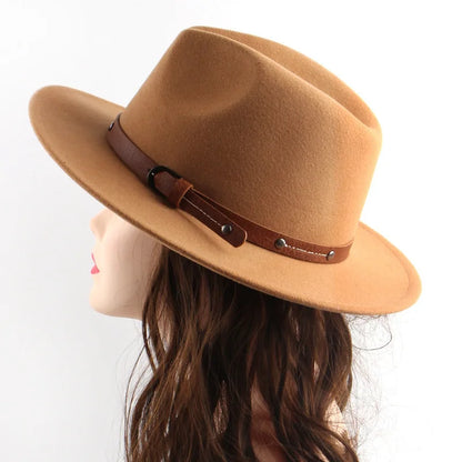 NEWWool Fedora Hat For Women Men Winter Autumn Fashion Church Jazz Hats Viking British Flat Brim Felt Hat Outdoor Casual Fedoras