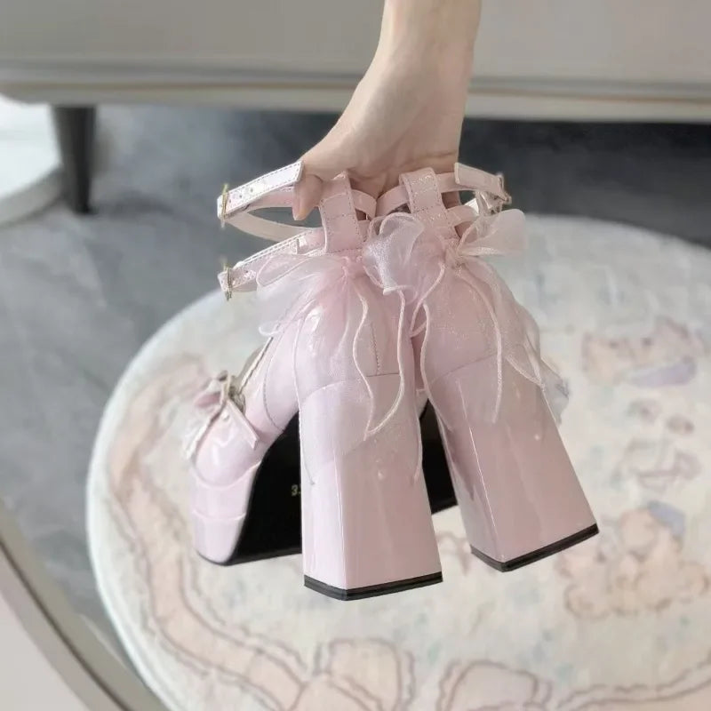 Plataforma del club nocturno Mujeres Lolita Pombs Fashion Shallow High Heel Zapatos 2025 String Autumn Ladies Outdoor Stripper Zapatos
