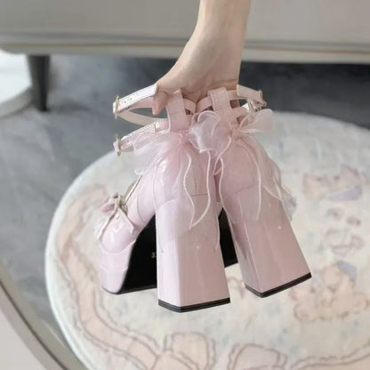 Plataforma del club nocturno Mujeres Lolita Pombs Fashion Shallow High Heel Zapatos 2025 String Autumn Ladies Outdoor Stripper Zapatos