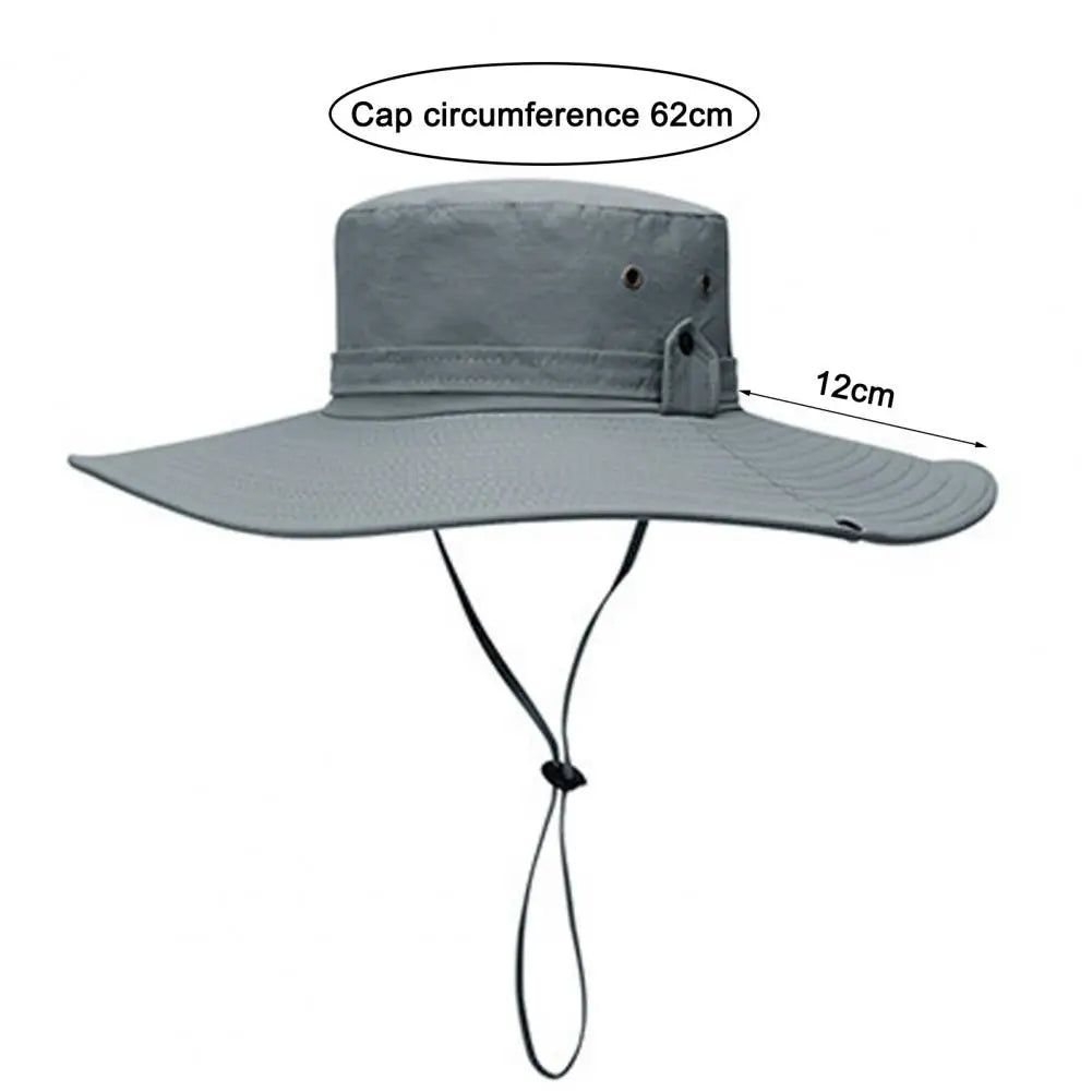 Fisherman Hat Wide Brim Solid Color Lace-Up Design Men Women Outdoor Hat Versatile Sun Protection Basin Hat