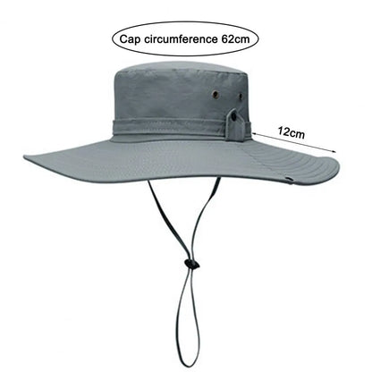 Fisherman Hat Wide Brim Solid Color Lace-Up Design Men Women Outdoor Hat Versatile Sun Protection Basin Hat