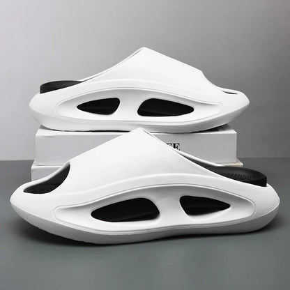 Comwarm Ny sommerplattform tøfler for menn Ikke-sklips Åpne tå flip flops menn mote strand sandaler bad tøfler utendørs