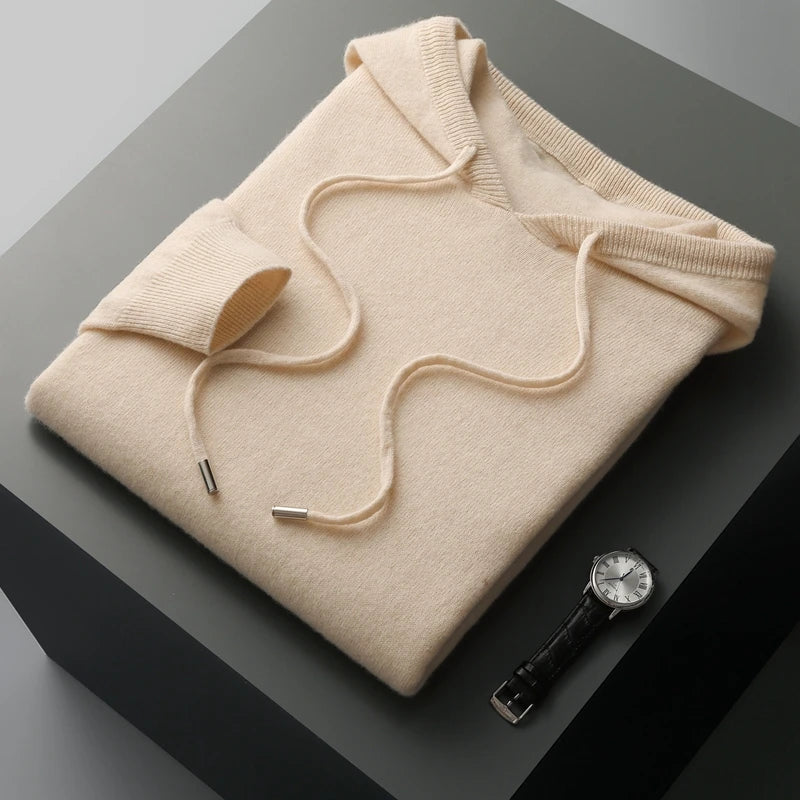 Cashmere femenino de hombres con capucha de una pieza lista para usar 100% Merino Wool Knited Swein Winter Winter informal Top Long Long
