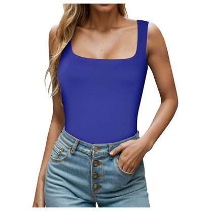 Kynþokkafull slimming t-shirts fyrir konur tísku ferningur háls ermalaus toppar harajuku skriðdreka kona föt frjálslegur toppur teigur götufatnaður