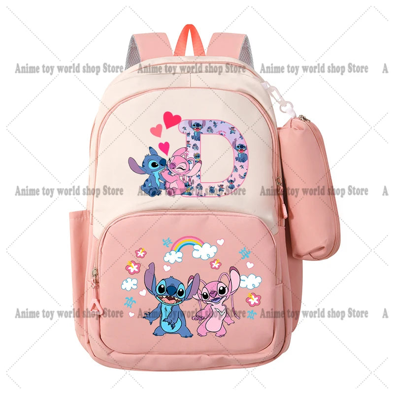 Lilo & Stitch Anime Backpack Pencil Case 2pcs Girl Student Teenager Book Bags Men Rucksack Travel Backpack Mochila Escolar Gift