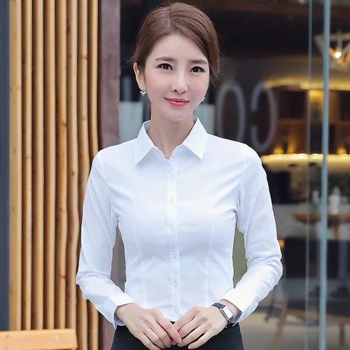 Camicie da donna camicette da donna camicia bianca camicetta a maniche lunghe top da femmina di camicette di base 2023 abiti da donna elegante moda