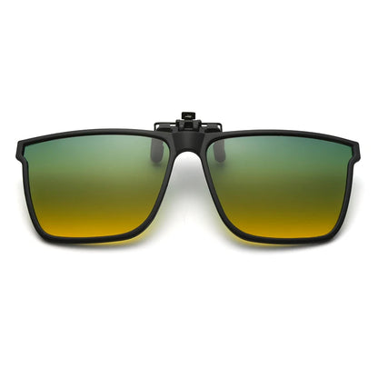 Polarized Flip Up Clip On Sunglasses Men Car Driver Photochromic Goggles Night Vision Glasses Anti Glare Vintage Square Glasses