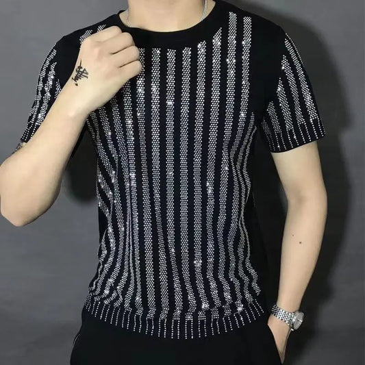 Men's brand designer Rhinestone T-shirt Punk Clothes Dropshipping Hip Hop 2024