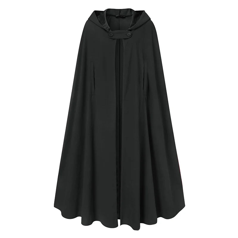 Women Long Cape Cloak Stylish Hooded Wool Blend Cloak Coat Ladies Autumn Hoodies Poncho Warm Cosplay Jackets Outwear Windbreaker