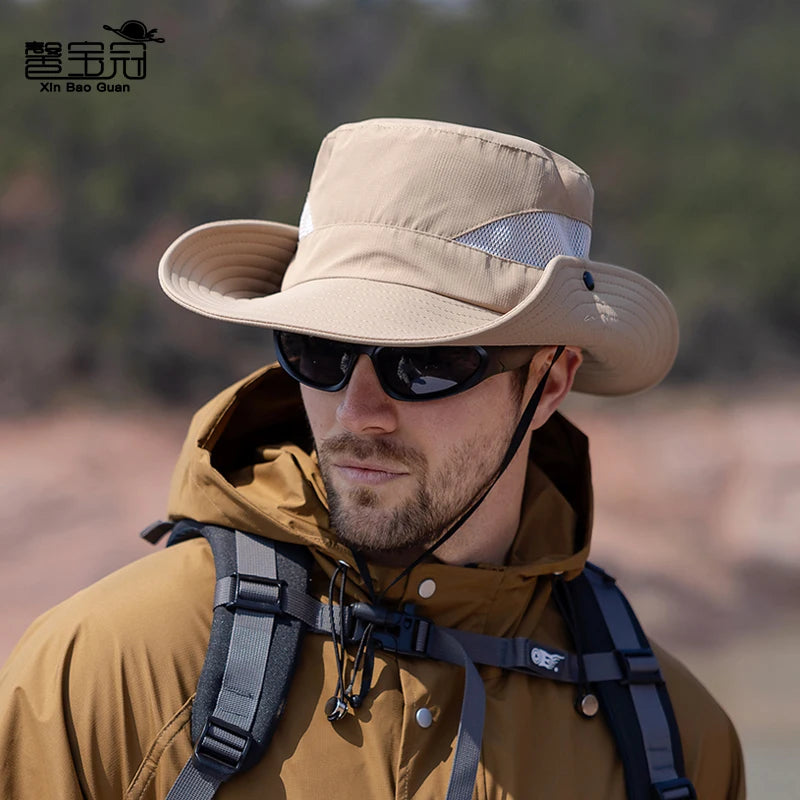 Spring summer sunshade hat Ladies outdoor fishing Mountaineering fisherman hat Breathable large brim sun hat