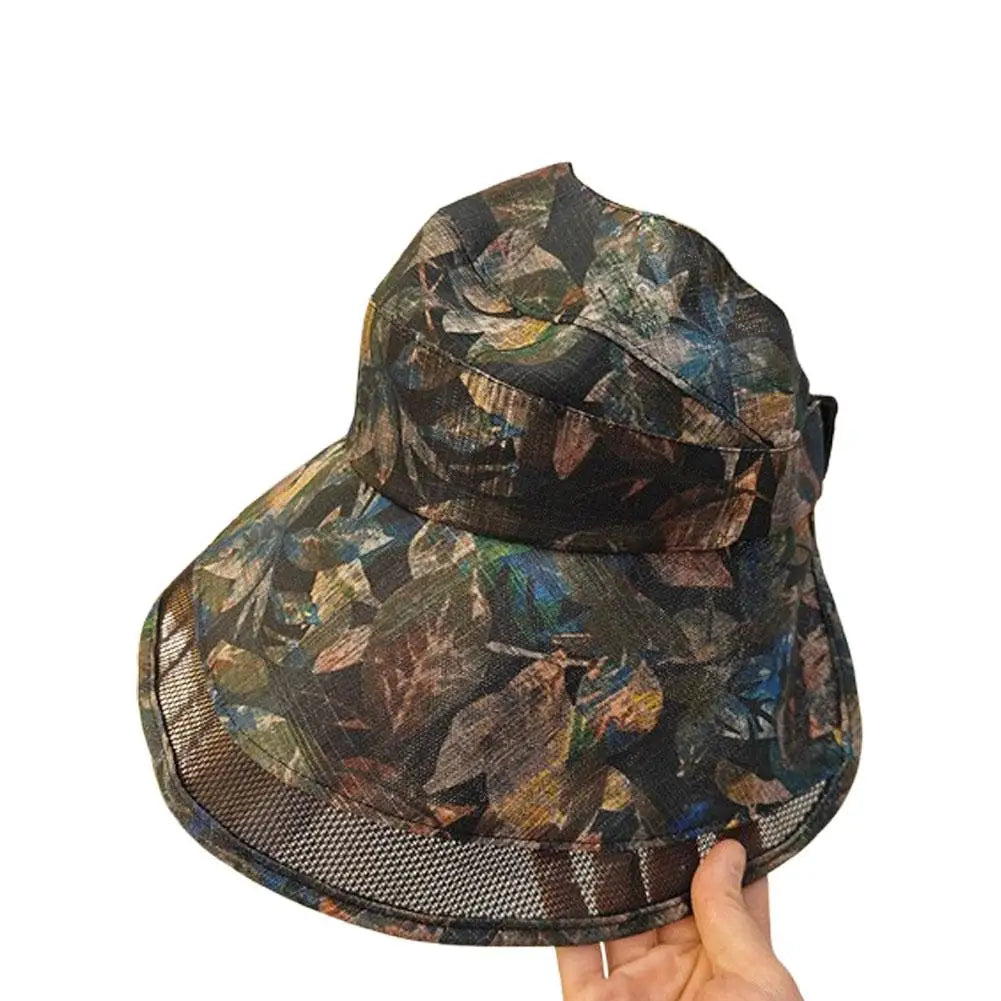 Women's Korean Style Large Brim Sun Hat Fisherman Hat Windproof Elegant Outdoor Sun Protection Comfortable Straw Hat