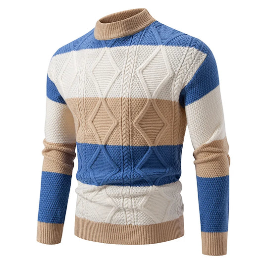 Mosa de moda Sweater Men Autumn Winter Mock Mock Cuella de manga larga Pármeros para hombres Vitalidad juvenil Sétera casual