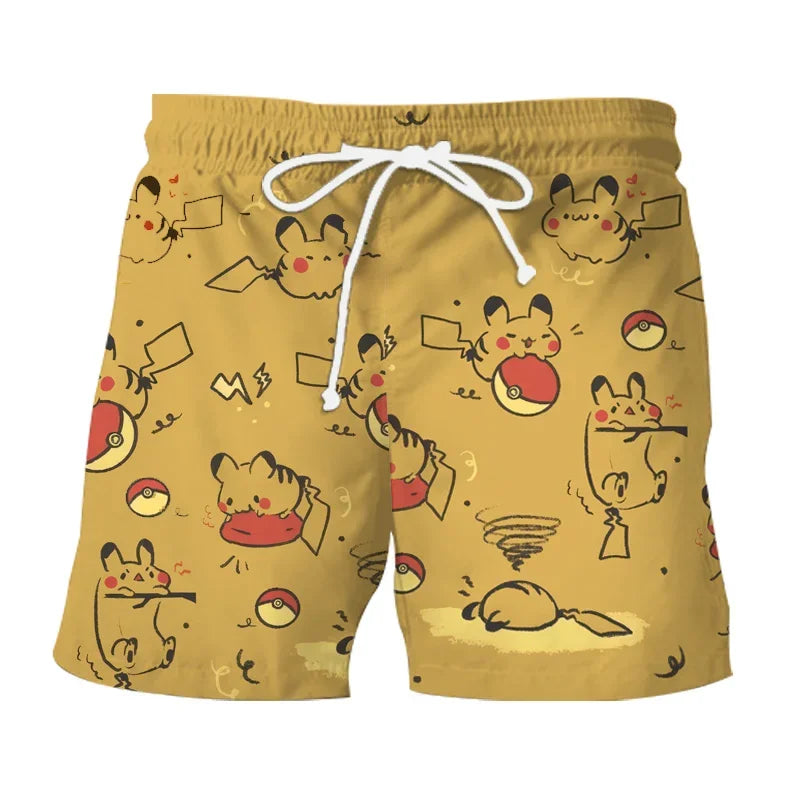 Pokemon Pikachu Gengar Snorlax Shirts floraux Men Femmes Short Short Sleeves Bouton Couple de pyjamas Set Trendy Beach Coat Anime