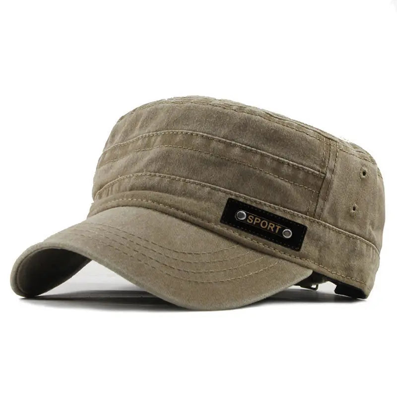 Primavera verano y otoño para hombre nuevo algodón lavable plano a prueba de sol, gorra militar