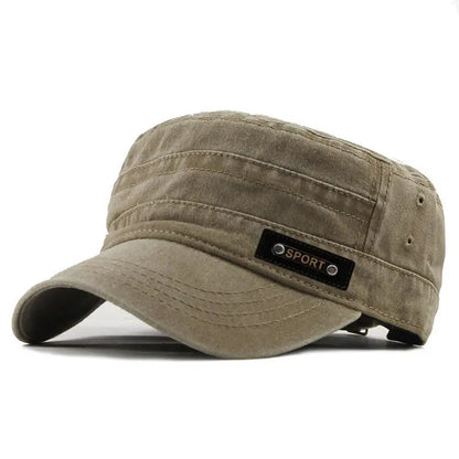 Primavera verano y otoño para hombre nuevo algodón lavable plano a prueba de sol, gorra militar