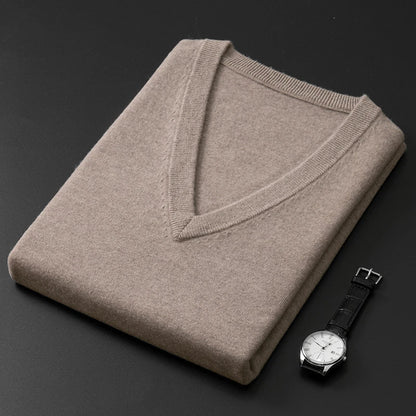 Cashmere Cotton Blend Classic V-Neck Pullover Men Sweater 2025 Autumn Winter Work Casual All-match Jumper Male Knitted Sweaters