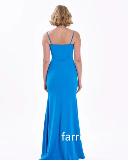 Tilpasset formell jersey pliss blomster havfrue spaghetti stropp midi kjoler hjemkomstkjoler klassisk utsøkt moderne stil pas