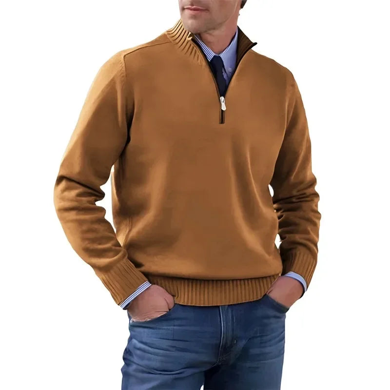Autumn Men Half Zipper Pullover de manga comprida Jaquetas de gola alta