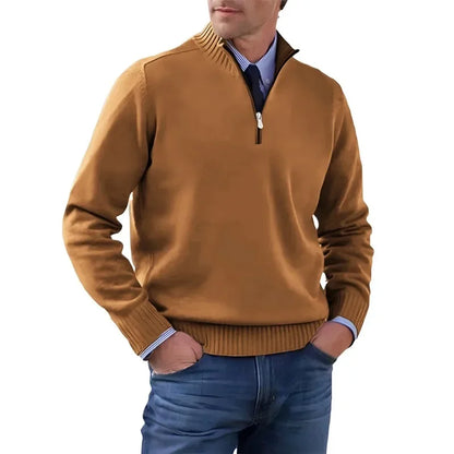 Autumn Men Half Zipper Pullover de manga comprida Jaquetas de gola alta