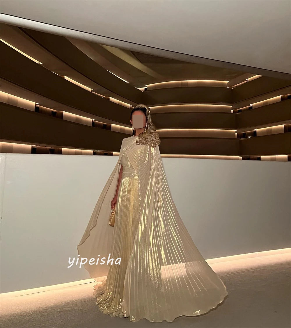 Персонализирана органза драпирана плитка официална вечер A-Line Jewel Bespoke Bespok