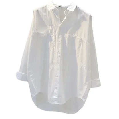Long Sleeve White Women Shirt New Spring Casual Loose Office Blouse Lady Tops Button Simple Woman Clothes Blusas 12616