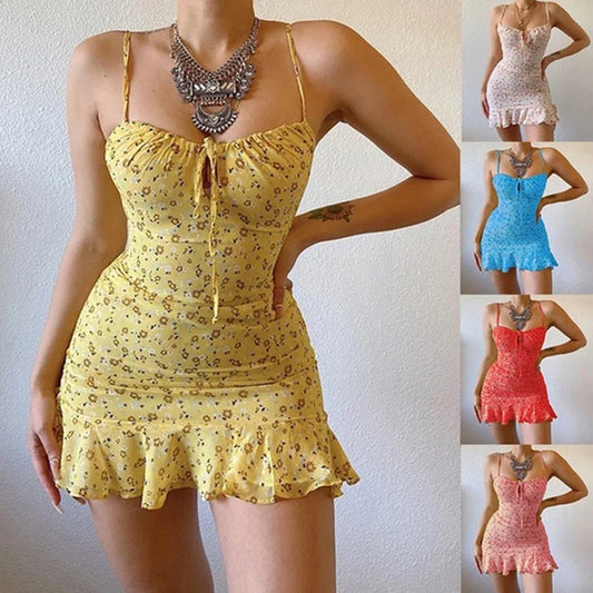 Frauen sexy lässig nach Hause kleiner Blumenkamisole Kleid Sommer komfortabler Rock