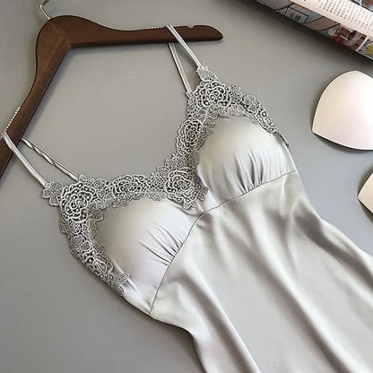 Pajamas sexy da donna da notte da camicie da camicino da donna in seta da donna primavera e estate in seta sottili Halter Halter Service Notte Abiti da notte