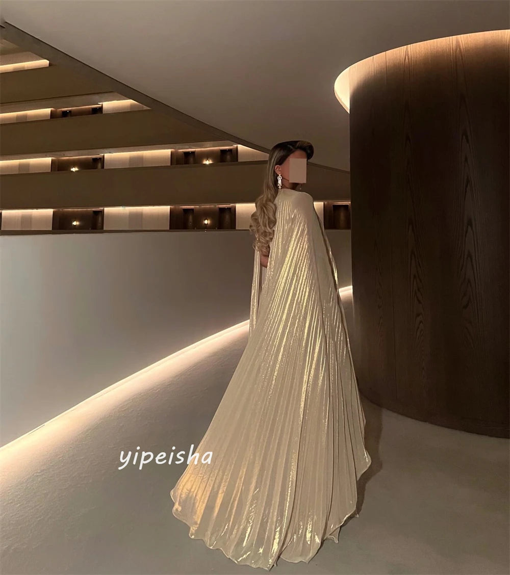 Персонализирана органза драпирана плитка официална вечер A-Line Jewel Bespoke Bespok