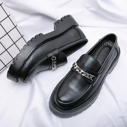 Nye platformsko loafers sko mænd tyksålede bryllupssko sorte formelle forretningssko slip-on læder øger afslappet sko