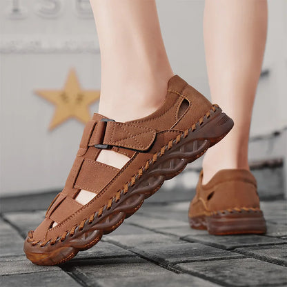Men de verano Sandalias Genina cuero zapatos casuales zapatos de cuero para hombres para hombres zapatos de playa zapatos para hombres romanos zapatos