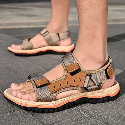 2025 Summer Mens Sandals Beach Leather Sandals for Men Gladiator Sandals Outdoor Sports Male Summer Shoes Plus Size 38-47