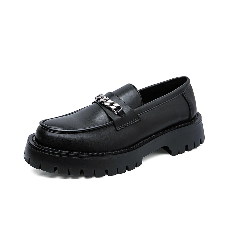 Nye platformsko loafers sko mænd tyksålede bryllupssko sorte formelle forretningssko slip-on læder øger afslappet sko
