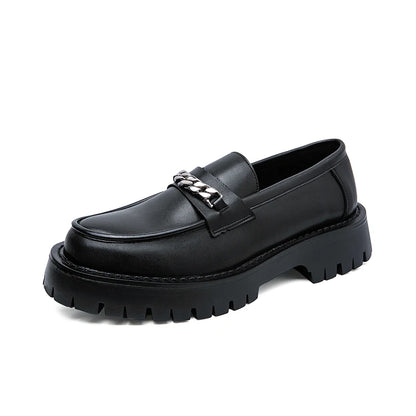 Nye platformsko loafers sko mænd tyksålede bryllupssko sorte formelle forretningssko slip-on læder øger afslappet sko