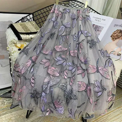 Woman Clothing Casual Elegant Summer Embroidery Streetwear Party Y2k Skirt Fashion Clothes Vintage Long Skirt Ethnic Style
