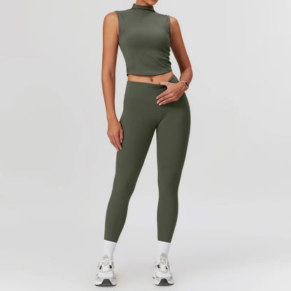 2PCS Yoga Set Workout Sets Women Clothes Gym Tracksuit Push Up Fitness Running Sportwear Sport Bra Short Sleeved Leggings Suit