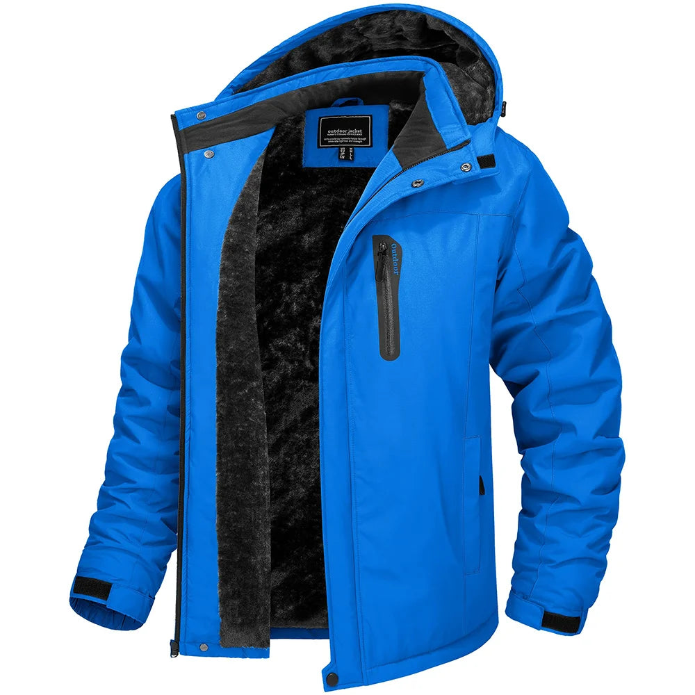 TACVASEN Winter Thicken Fleece Jacket Mens Waterproof Hiking Skiing Jackets Outdoor Mountain Trekking Windbreaker Parka Male
