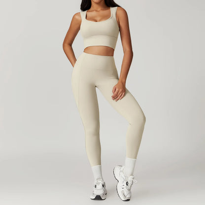 Women's Clothes 2pcs Gym Yoga Suit Sports Set Workout Tracksuit Breathable Sexy Bra Fitness Bell-bottoms Leggings Athletic Wear