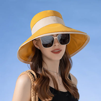 Panama Women's Fisherman Sun Pot Hat Sunscreen Beach Summer Hat Big Brim Fashion Bow Outdoor Cap H41
