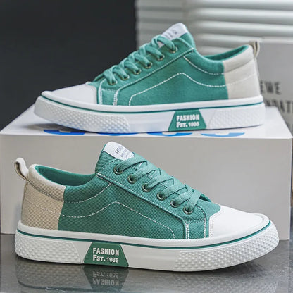 Men's New Sports and Casual Canvas Board Shoes Soft Soles Men's Trendy Lace Up Breathable Versatile Spring and Autumn Sneakers