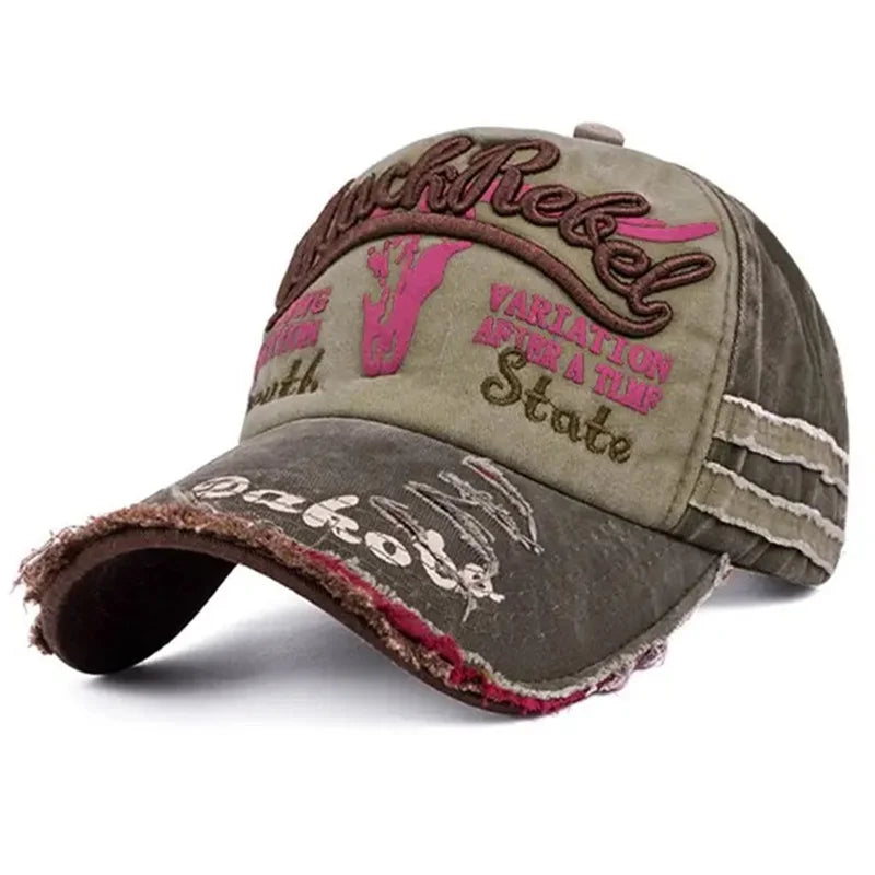 Cargador de algodón de algodón unisex letra bordado de béisbol gaca de béisbol patrón de cabeza de vaca